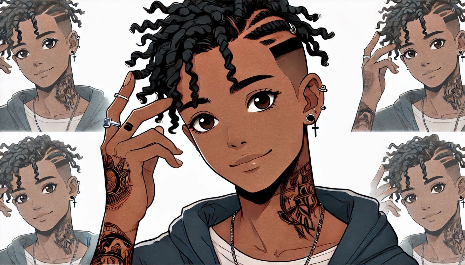 A black man with earrings and tattoos