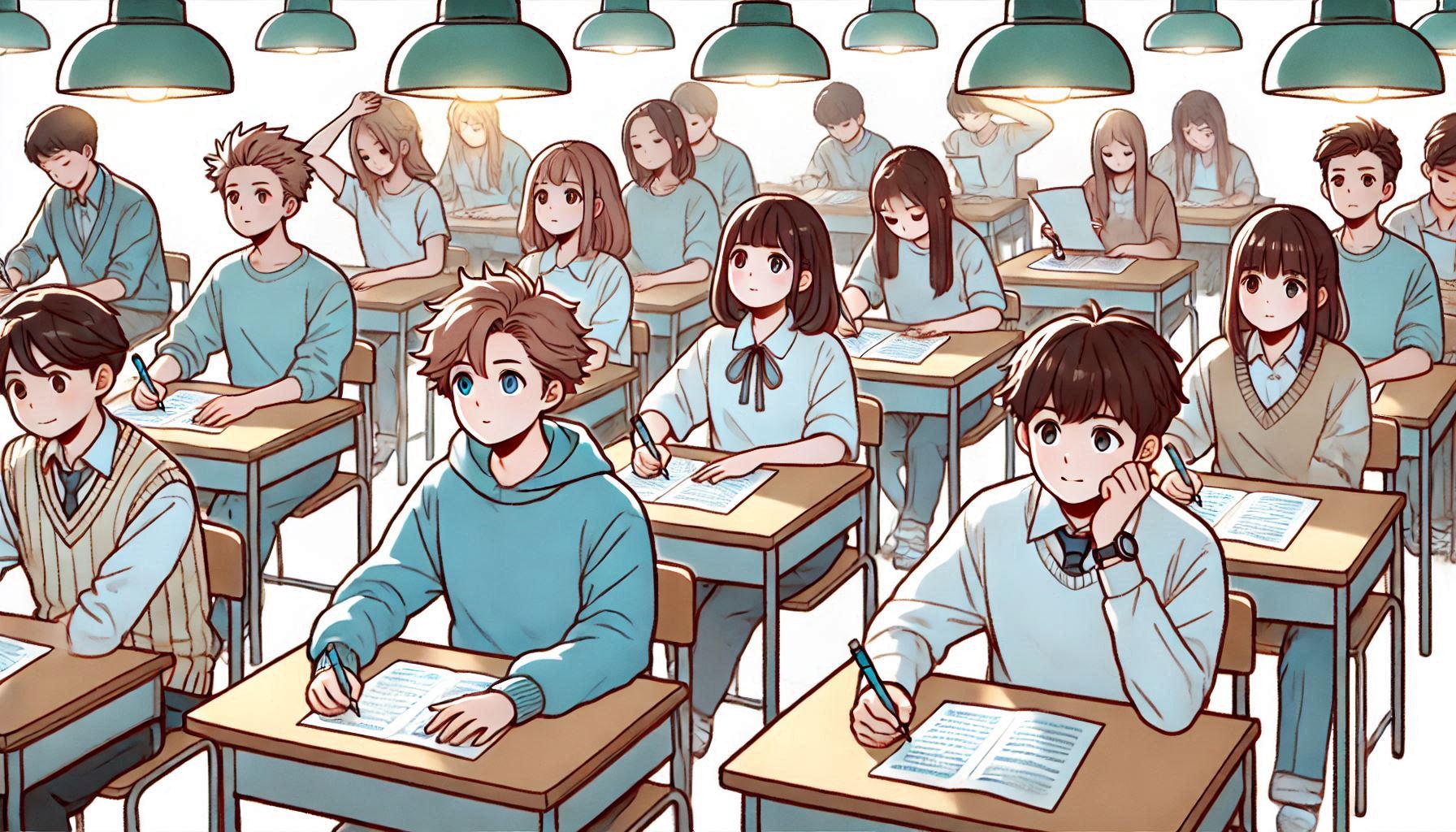 Students taking an exam